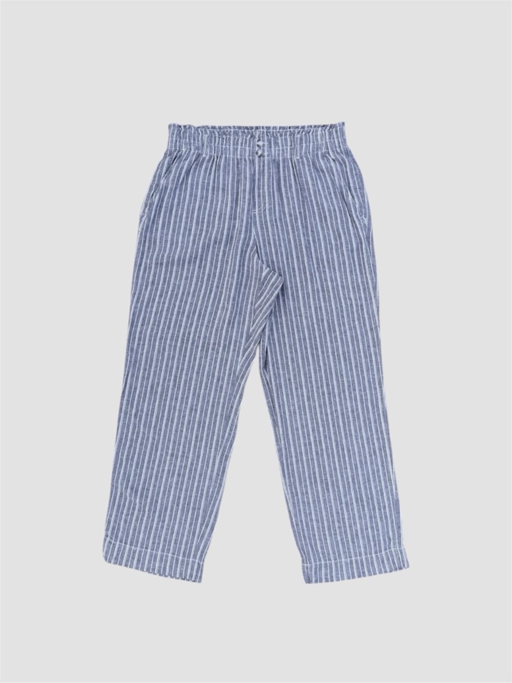 Briggs Gray & White Striped Wide-Leg Linen Blend High-Rise Pants ~ Women’s L